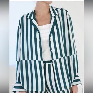 AYR Green and White Striped Blouse